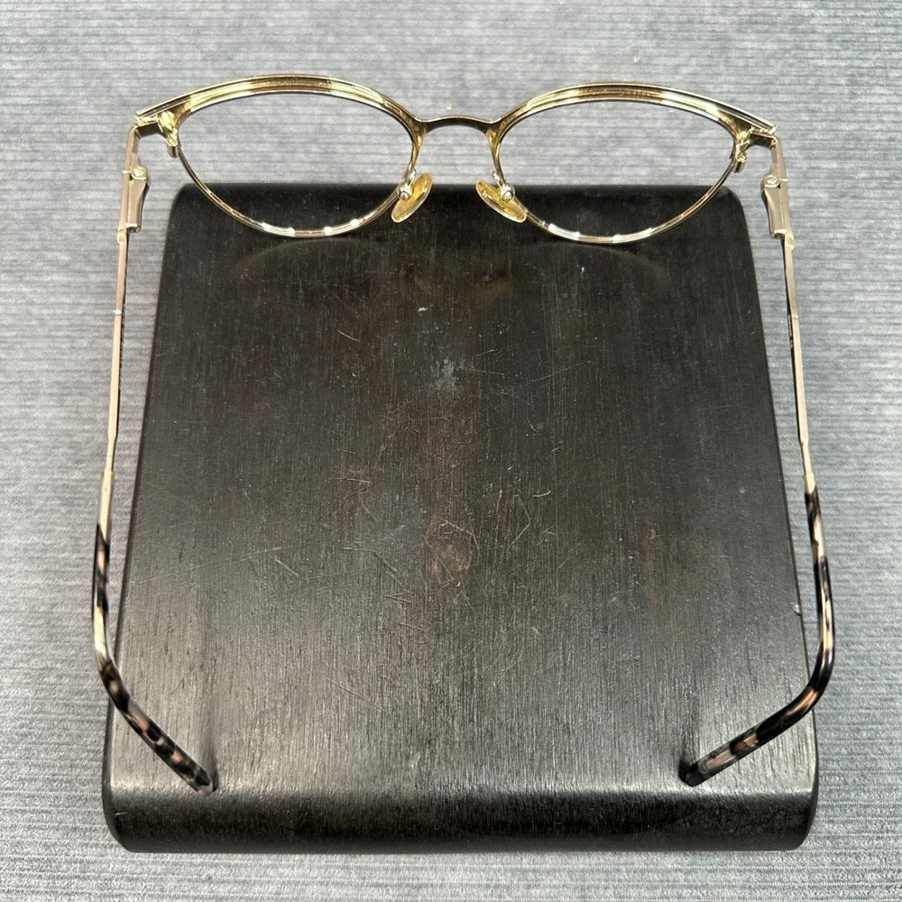 Enchant EC424 Black Gold Cat Eye Y2k Eyeglasses Frames 51-18-140 Metal Tortoise